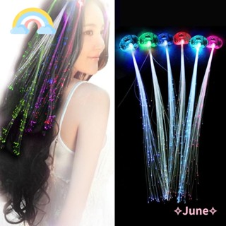 June กิ๊บติดผมไฟเบอร์ออปติก Led หลากสีสัน ใช้แบตเตอรี่ สําหรับตกแต่งปาร์ตี้ฮาโลวีน