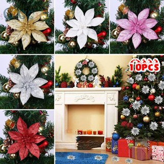 ⭐NEW ⭐10x 15cm  Christmas  Glitter Flower Tree Hanging Xmas-Party Tree Decoration