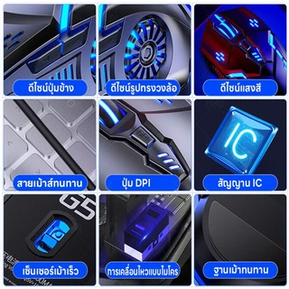เม้าส์ เม้าส์เกมส์ ดีไซต์6D เมาส์เกมส์มิ่งออฟติคอล เม้าส์เล่นเกมส์ 6 ปุ่มควบคุมในตัวเดียว ปรับระดับ DPI ได้ ไฟLED
