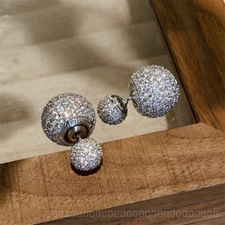 0908YWJD Light Luxury High-Grade Dense Inlaid Zircon Ball Multi-Purpose Bubble Ear Studs Graceful Office Lady Style Simple Delicate Earrings Ear Rings V8TL