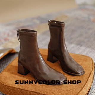 SUNNYCOLOR แฟชั่นรองเท้า บูท รองเท้าบูทยาว ไซส์ใหญ่ รองเท้า boots ยืดหยุ่น ด้านล่างสบาย จุดสว่าง ยืดหยุ่น FBL239039Z36Z230909