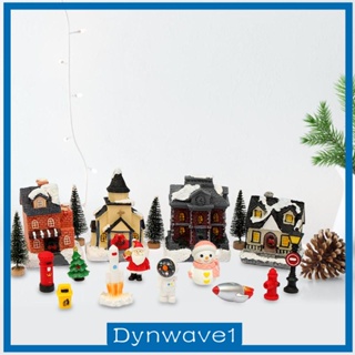 [Dynwave1] ฟิกเกอร์เรซิ่น รูปบ้านหมู่บ้านเรืองแสง ขนาดเล็ก สําหรับตกแต่งบ้าน เทศกาลคริสต์มาส