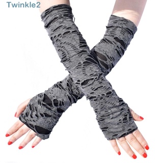 Twinkle ถุงมือร็อค สีดํา ฮิปฮอป ถุงมือยาว ตลก โกธิค เปลือยนิ้ว พังก์ ดิสโก้ ดิสโก้ ฮาโลวีน