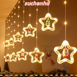 Suchenhd สายไฟหิ่งห้อย LED 10 ดวง รูปดาว 3 เมตร ชาร์จ USB สําหรับแขวนตกแต่งบ้าน หน้าต่าง คริสต์มาส