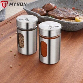 Myron โหลใส่เครื่องปรุงรส โรตารี่ สเตนเลส สําหรับทําบาร์บีคิว พริกไทย กล่องปรุงรส