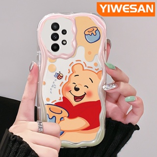 เคสโทรศัพท์มือถือแบบนิ่ม ใส กันกระแทก ลายการ์ตูนหมีน้ําผึ้ง สีครีม สําหรับ Samsung galaxy A22 4G A22 5G M22 A21s A23 A24