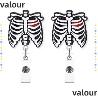 Valour คลิปหนีบป้ายชื่อ อะคริลิค ลายกะโหลกน่ารัก ถอดออกได้ สําหรับพยาบาล ฮาโลวีน