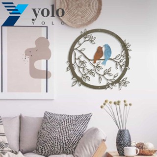 Yolo จี้กิ่งไม้ รูปนก ทรงกลม ทนทาน สีดํา สําหรับแขวนตกแต่งสวน