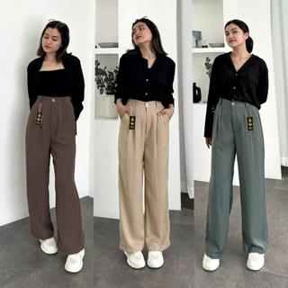 Zeivor - ZRS Wanita MELA/Culottes ย่น เอวสูง หลวม กางเกง / กางเกงขายาว ผู้หญิง ล่าสุด / เสื้อผ้าผู้หญิง ทํางาน / เสื้อผ้าประจําวัน ผู้หญิง ฮิญาบ / ผู้หญิง Ala สไตล์เกาหลี / อย่างเป็นทางการ เรียบ คูลอตต์