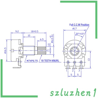 [Szluzhen1] โพเทนชิโอมิเตอร์ควบคุมระดับเสียงเพลายาว 18 มม. สําหรับไฟฟ้า 4 ชิ้น