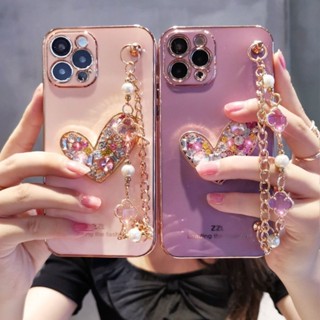 เคสป้องกันโทรศัพท์มือถือ แบบนิ่ม ลายกลิตเตอร์ กันกระแทก มีสายคล้อง สําหรับ IPhone 15 Pro Max IP 11 12 13 14 Pro Max