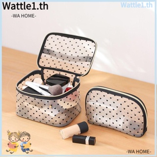 Wttle กระเป๋าเครื่องสําอาง ผ้าตาข่าย มีซิป แบบพกพา สีดําใส