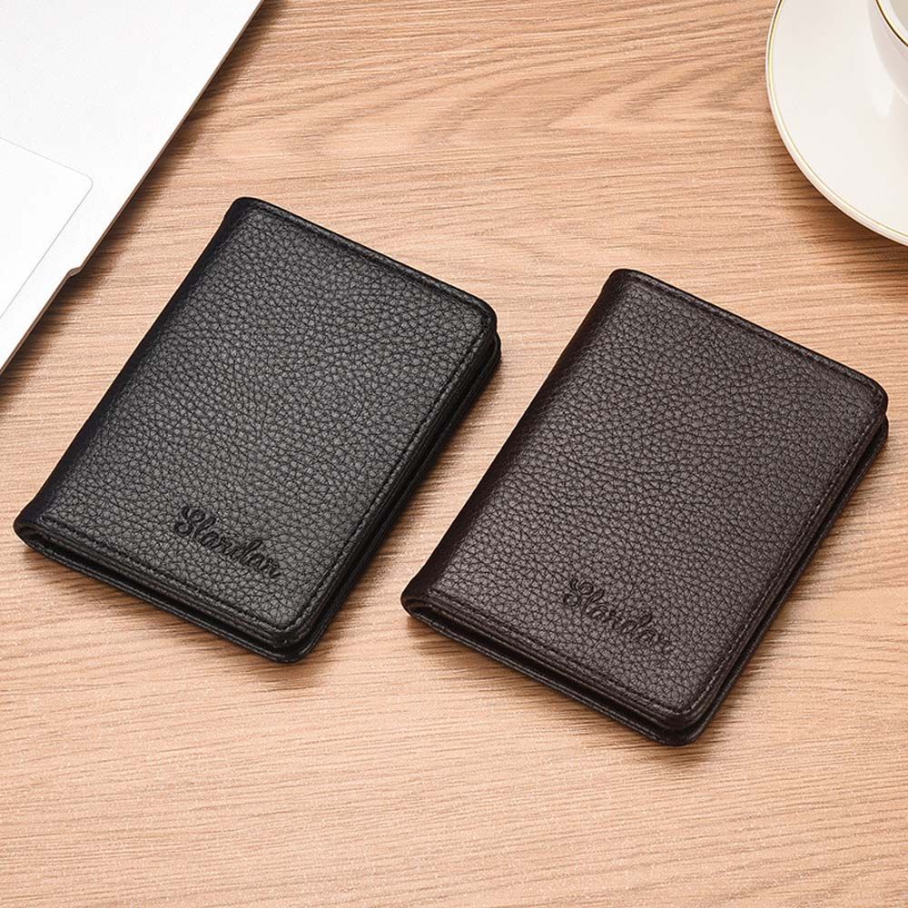 กระเป๋าสตางค์ หนัง PU ขนาดเล็ก แบบพกพา ใส่บัตรเครดิตได้ มีหลายช่อง ใส่เหรียญได้ สไตล์นักธุรกิจ สําหรับผู้ชาย