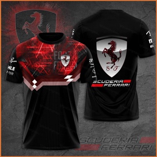 Yt3 F1 เสื้อยืดลําลอง แขนสั้น คอกลม พิมพ์ลาย Scuderia Ferrari พลัสไซซ์ TY3