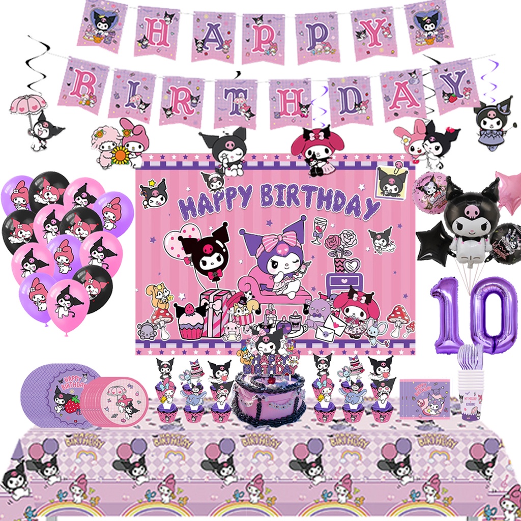 SANRIO Kuromi แบนเนอร์ สําหรับตกแต่งเค้กวันเกิดเด็ก