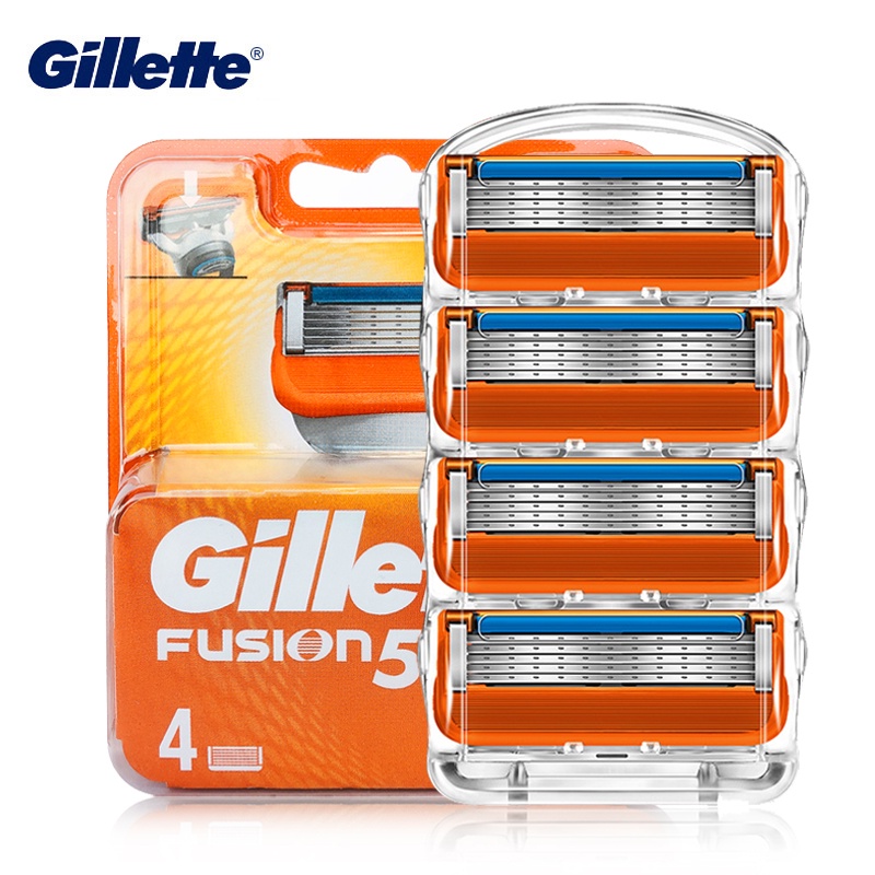 Gillette Fusion ใบมีดโกนหนวดเครา ขนหน้าผู้ชาย แบบเปลี่ยน 4 ชิ้น ต่อแพ็ค