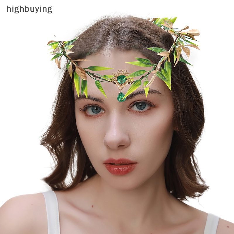 [highbuying] ใหม่ มงกุฎดอกไม้ เจ้าหญิงเอลฟ์ ใบไม้ แฮนด์เมด พลอยเทียม แฟรี่ ฮาโลวีน สําหรับผู้หญิง งานแต่งงาน พร้อมส่ง
