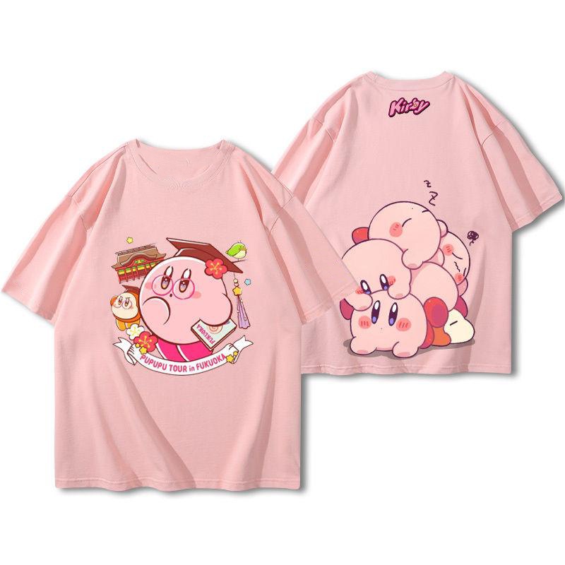 กีฬา Kirby's Dream Game เสื้อยืดผ้าฝ้ายตรี Kirby น่ารัก ผู้ชายและผู้หญิงสวมเสื้อแขนสั้นได้ ใหม่