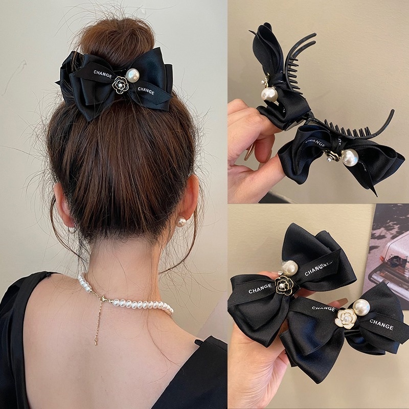 กิ๊บติดผม รูปดอกคามิเลีย ประดับโบว์น่ารัก สไตล์เรโทร 2023