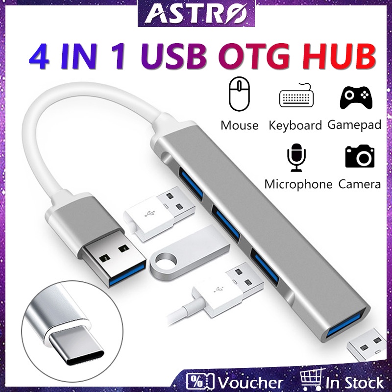Astro 4 IN 1 ฮับแปลง USB Type C OTG USB C เป็น USB 3.0 2.0 สําหรับ MacBook แล็ปท็อป แท็บเล็ต และโทรศัพท์ Android เป็นคีย์บอร์ด เมาส์ ไมโครโฟน