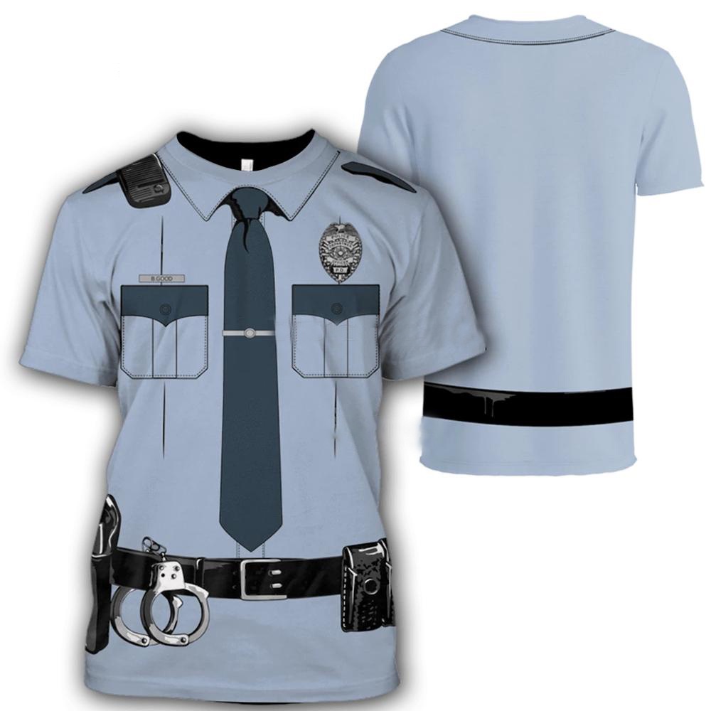 ขายดี เสื้อยืดแขนสั้น พิมพ์ลายตํารวจ 3D แฟชั่นฤดูร้อน สําหรับผู้ชาย