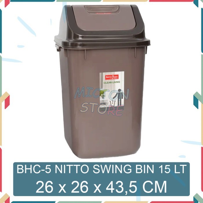MICTON Lion Star Basic Home BHC-5 Nitto Swing Bin 15L ถังขยะ