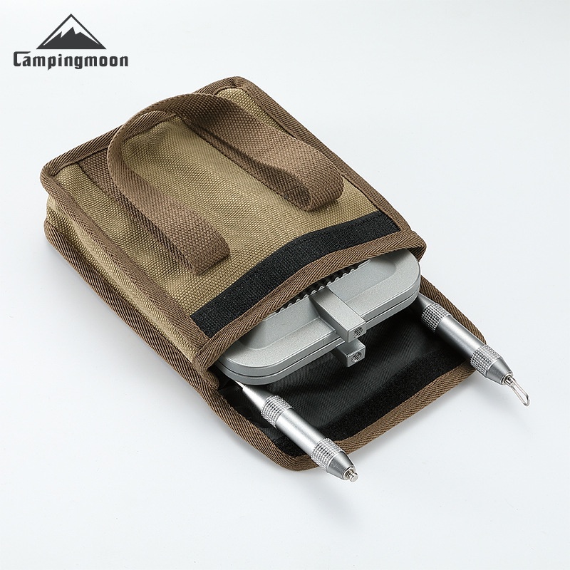 Campingmoon TT-1315-B ผ้าใบหนาทนต่อการสึกหรอแซนวิช Baking Pan กระเป๋ากลางแจ้ง Camping หม้อแบบพกพากระเป๋า Camping อุปกรณ์
