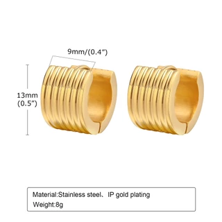 Vnox ต่างหูห่วง สเตนเลส ทอง 18K ขนาดเล็ก น้ําหนักเบา กันแพ้ สําหรับผู้หญิง