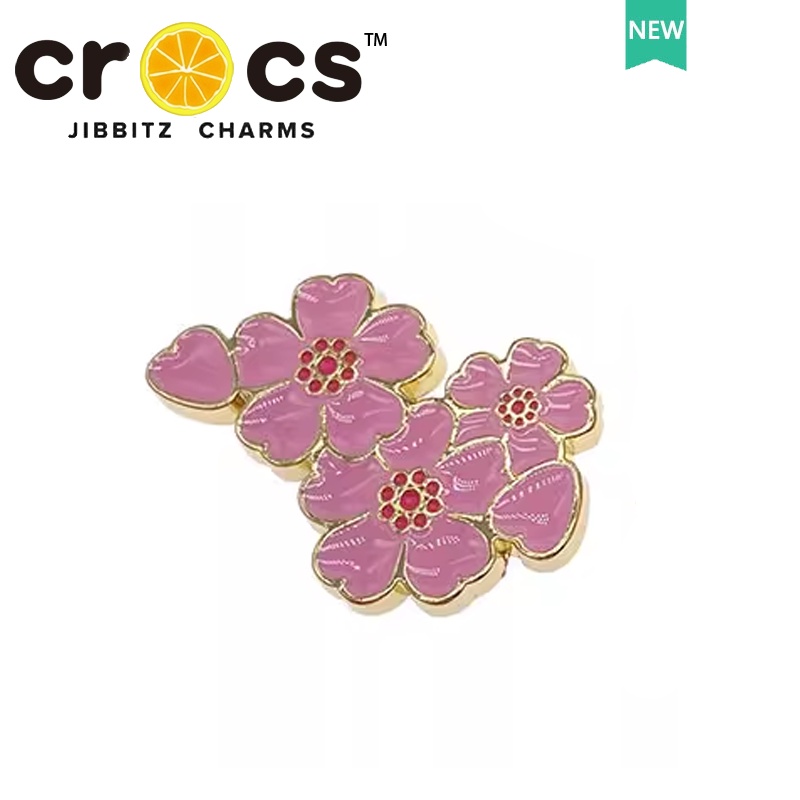 JIBBITZ cross charms ตัวติดรองเท้า ดอกซากุระชมพู ตัวติดรองเท้า cross