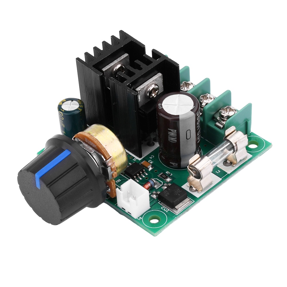 โมดูลควบคุมความเร็วมอเตอร์ 10a DC9-50V PWM DC พร้อมลูกบิดสวิตช์ควบคุมแรงดันไฟฟ้า