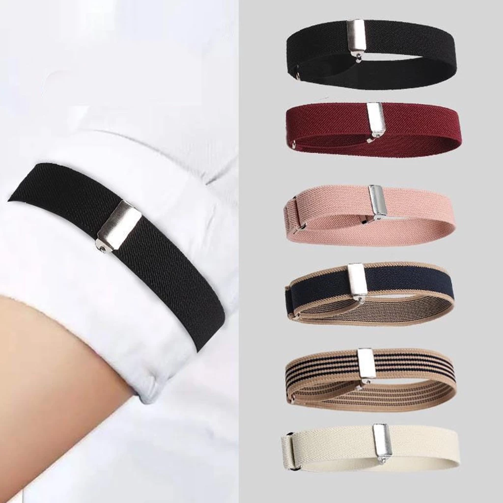 ปลอกแขนยางยืด กันลื่น ปรับได้ สีพื้น สําหรับผู้ชาย 1 คู่ 2 คู่