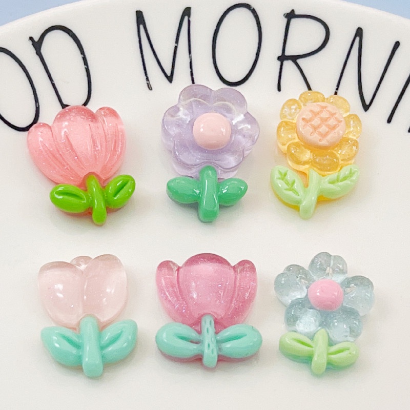 [2 @] For Jibbitz Crocs กิ๊บติดผมเรซิ่น ลายดอกไม้น่ารัก แฮนด์เมด DIY สําหรับเด็ก CXQP