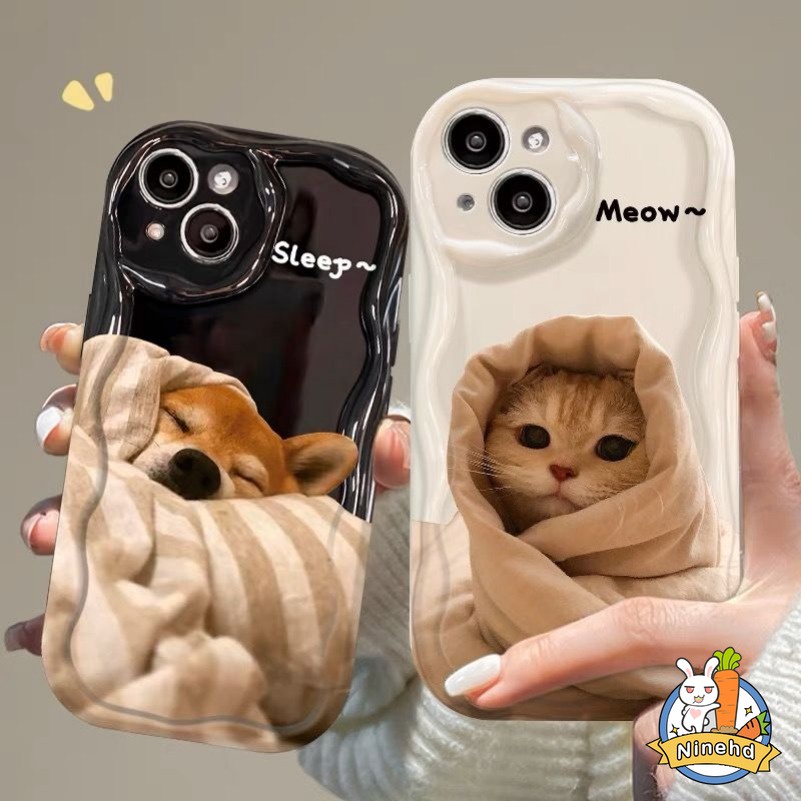 เคสโทรศัพท์มือถือ ขอบหยัก ลายแมว และสุนัข สําหรับ OPPO A18 A38 A17 A17K A57 A77 A77s A16 A15 A15s A3s A5s A78 A58 A98 A76 A96 A74 A54 A55 A93 A94 A95 A53 A9 A5