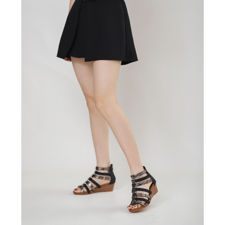 รองเท้าแตะสไตล์โรมันสำหรับฤดูร้อนรองเท้าแตะรัดส้นแบบมีซิปสูงสำหรับผู้หญิง - รูปที่ 5