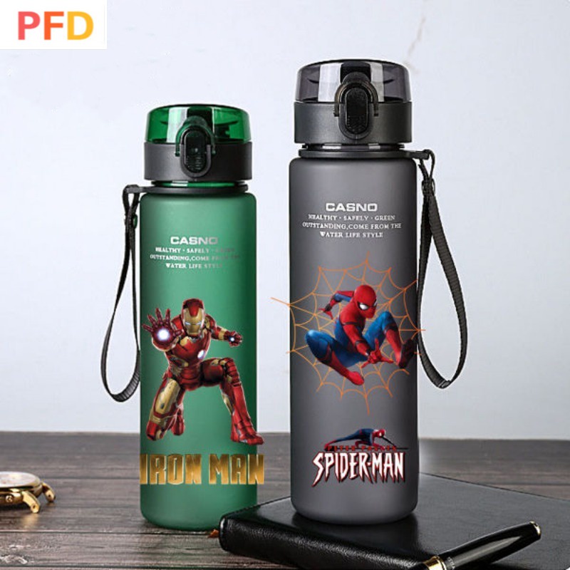ขวดน้ํา ความจุขนาดใหญ่ ลาย Marvel Spider Man Iron Man Avengers สําหรับเด็กนักเรียนประถม