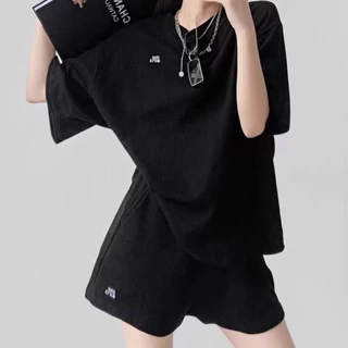 (เสื้อยืดแขนสั้น+กางเกงขาสั้น)ชุดเซ็ทเเฟชั่นสไตล์เกาหลี
