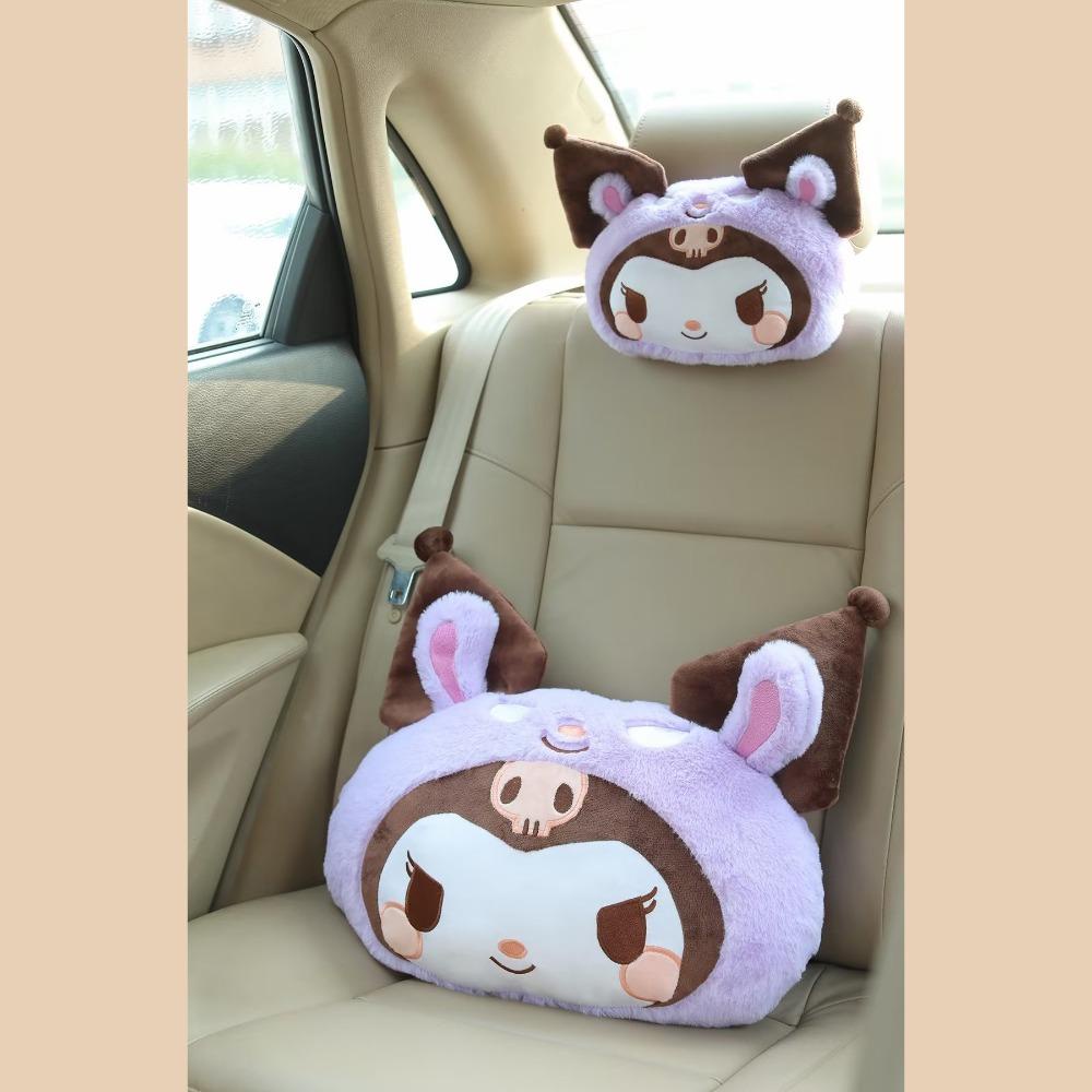 Forbetter Kuromi Plush รถหมอน, Kuromi สบาย Kuromi เบาะรถ,ยัดไส้โยนหมอน Kawaii อะนิเมะนุ่ม Melody รถ Headrest เบาะหลังเก้าอี้รถ