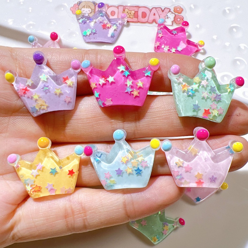 มงกุฎเรซิ่น ลายการ์ตูน สําหรับตกแต่งสมุดภาพ กิ๊บติดผม DIY จํานวน 10 ชิ้น 20 ชิ้น