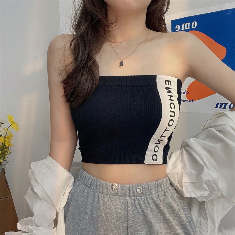 เสื้อเกาะอกแฟชั่นผู้หญิงเซ็กซี่ สีพื้น