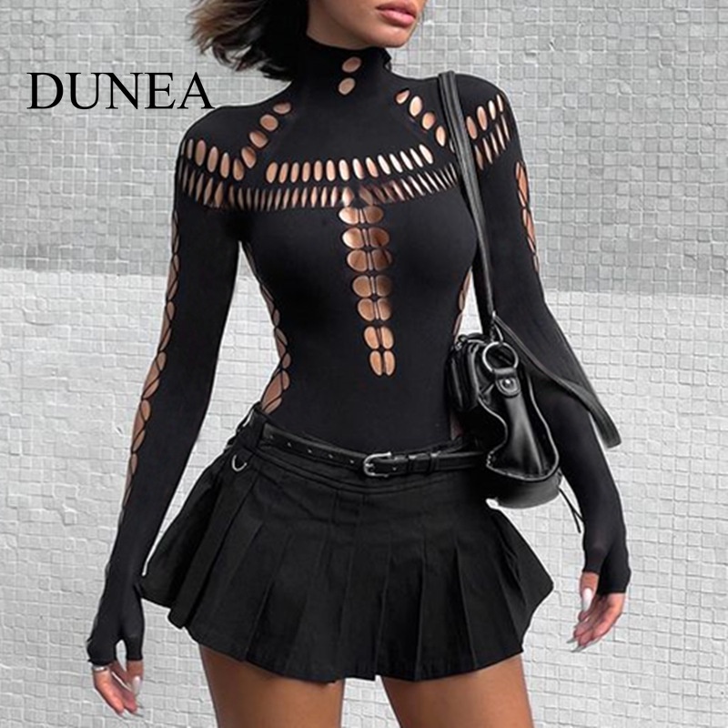 Dunea ชุดบอดี้สูท คอเต่า เว็บสไปเดอร์เว็บ เซ็กซี่ สําหรับผู้หญิง