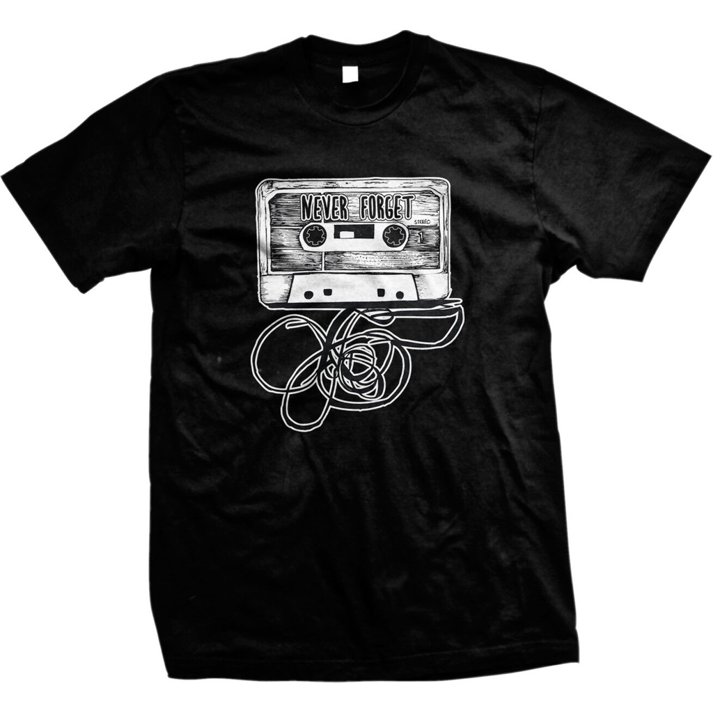 Never Forget Cassette Tape -เสื้อยืดบุรุษตลกของ Old School