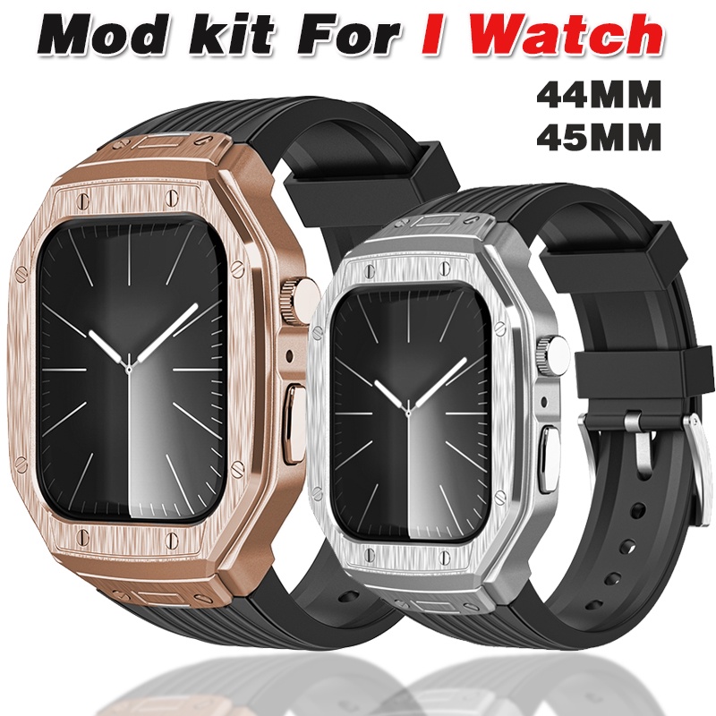 เคสโลหะ และสาย TPU หรูหรา แบบเปลี่ยน สําหรับ Apple watch series 9 8 7 45 มม. i watch 6 5 4 se 44 มม.