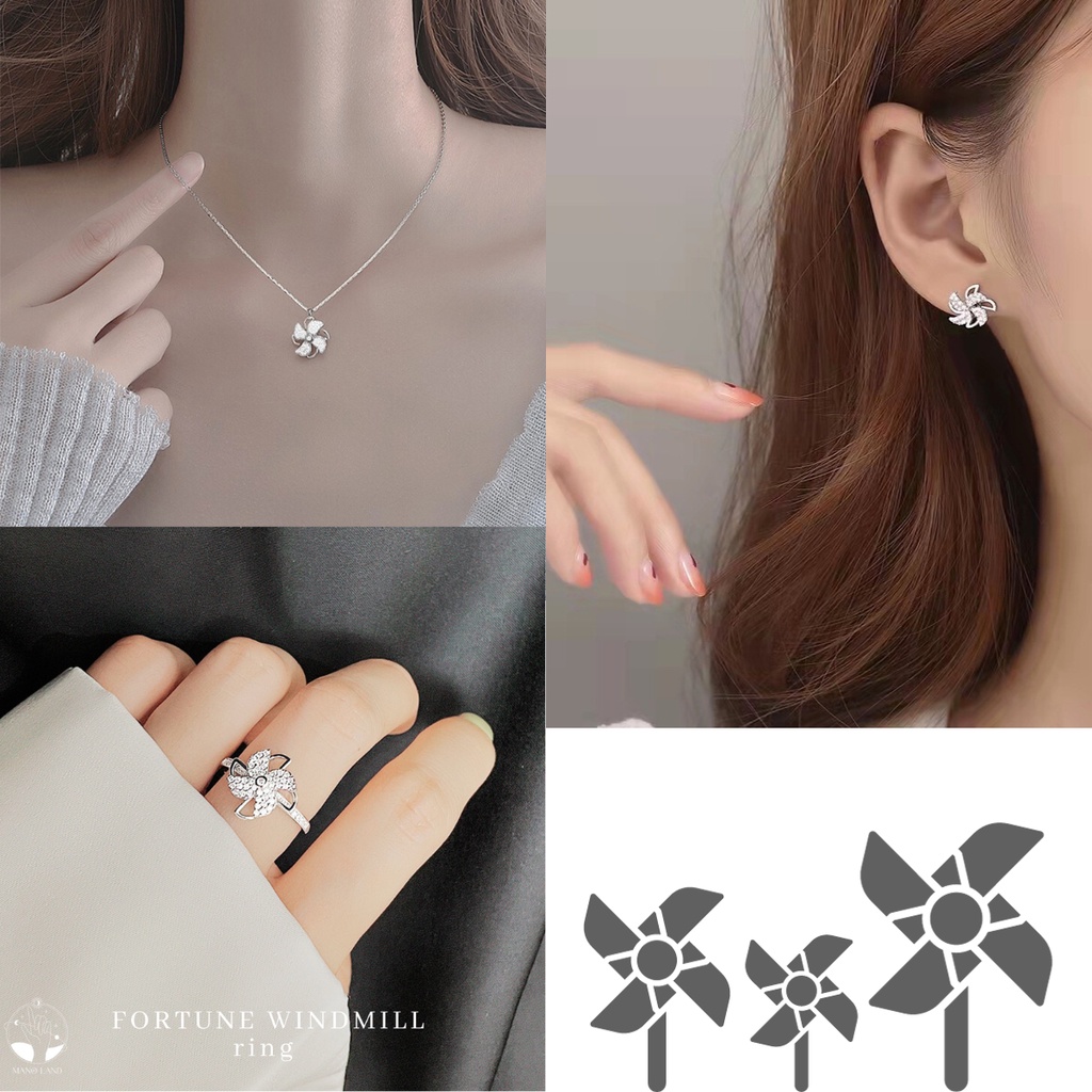 MNL Fortune Windmill แหวนกังหันดอกไม้แห่งความโชคดี แหวนแฟชั่น เงินแท้ เครื่องประดับผู้หญิง สไตล์มินิมอล น่ารัก ใส่ทุกวัน