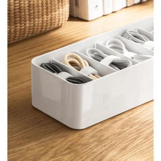 Omocha | (White Drawer) ที่เก็บสายชาร์จ กล่องจัดระเบียบสายไฟ Cable Organizer Box สำหรับลิ้นชัก ช่องแบ่ง ปรับได้