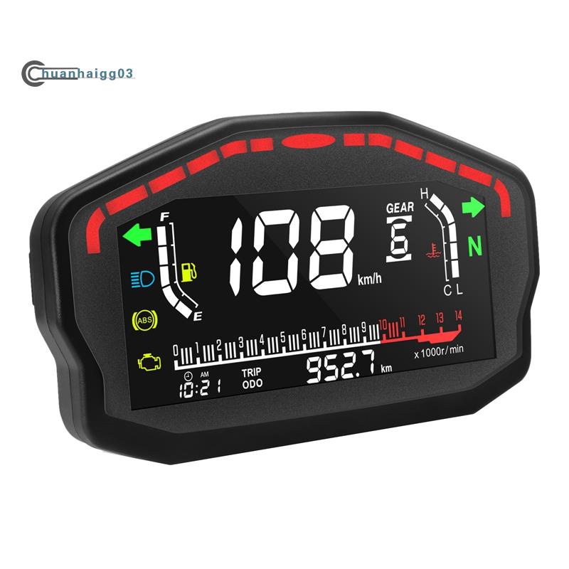 (chuanhaigg03) แผงหน้าปัดดิจิทัล LED LCD มาตรวัดความเร็ว สีดํา สําหรับรถจักรยานยนต์ 1 ชุด