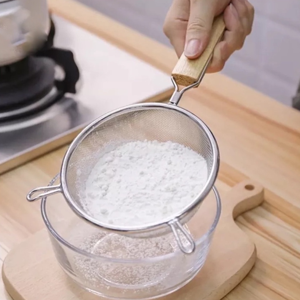 CDiscount กระชอนก้นลึก ด้ามไม้ เหมาะสำหรับใช้ตักอาหารต่างๆ เศษอาหาร หรือรองของทอดต่างๆ มีหูไว้สำรับลองบ - รูปที่ 4