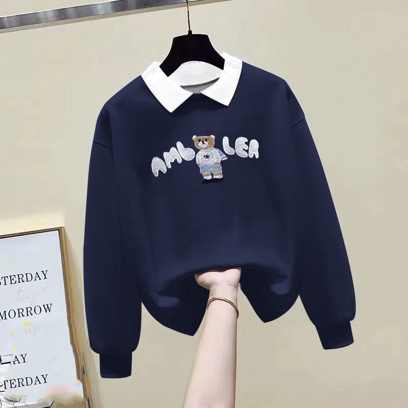 เสื้อกันหนาวลําลอง คอปกโปโล ผ้าฝ้ายแท้ ทรงหลวม เข้ากับทุกการแต่งกาย แฟชั่นฤดูใบไม้ร่วง สําหรับสตรี