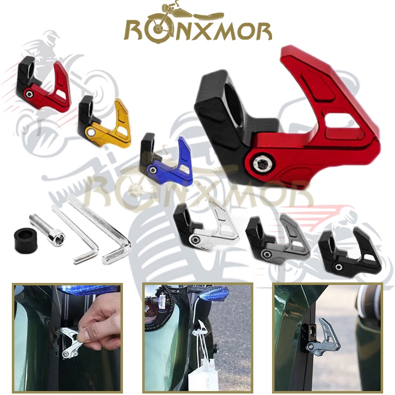 Ronxmor ใหม่ ตะขอแขวนหมวกกันน็อค CNC อลูมิเนียมอัลลอยด์ สําหรับรถจักรยานยนต์ สกูตเตอร์ CNC