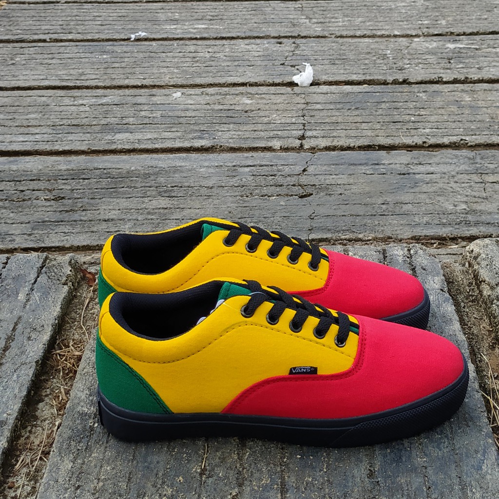 Reggae REGAE RASTA  VANS ERA Casual สีแดงสีเหลืองสีเขียว JAMAICA FOX สีขาว-สีดำ JFZF รองเท้า true