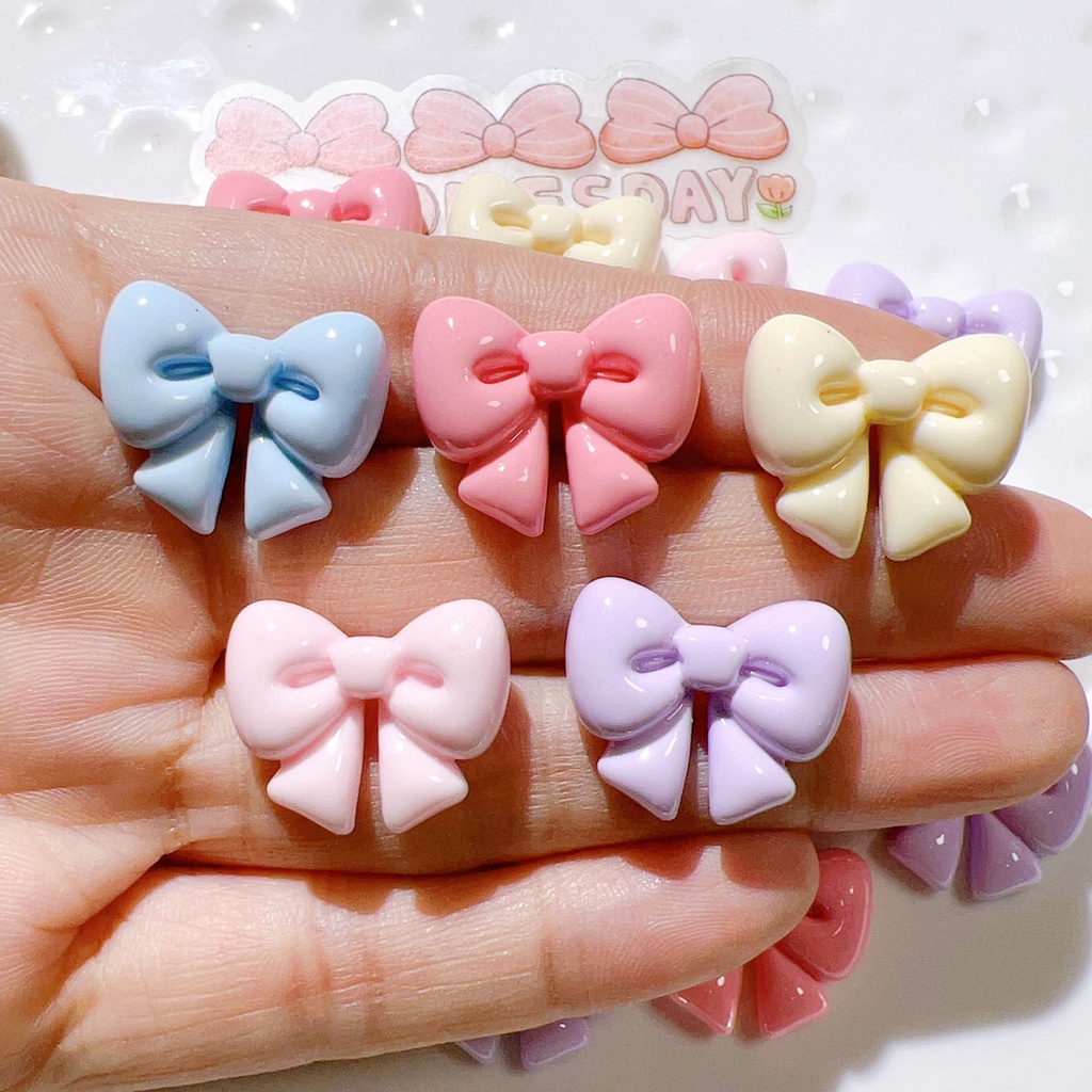 สติกเกอร์เรซิ่น รูปโบว์ แวววาว แฮนด์เมด diy สําหรับติดตกแต่งรองเท้า หมวก เครื่องประดับ